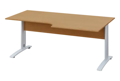 ERK 28 - 188 stůl kancelářský, rohový, pravý, kovová podnož bílá, deska 25 mm, široký 1800 mm, buk Royal